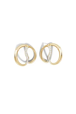 Shangri-La Yin-Yang 14K Gold and Diamond Large Button Stud Earrings