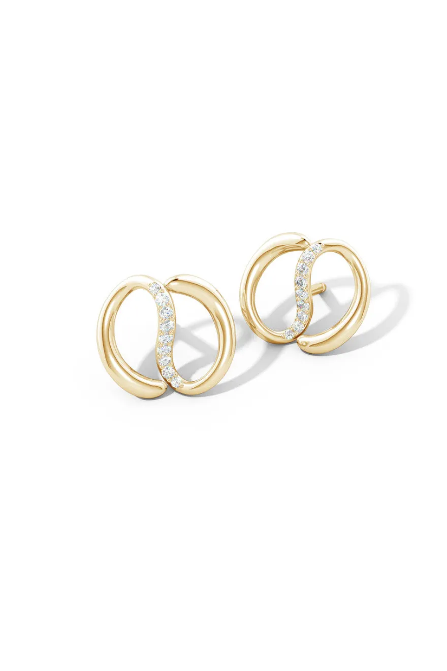Shangri-La Yin-Yang 14K Gold Diamond Stud Earrings
