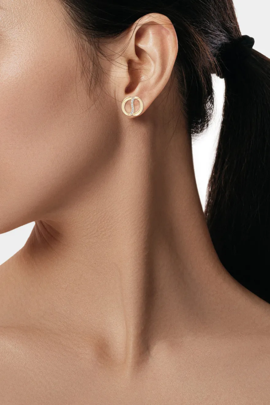 Shangri-La Yin-Yang 14K Gold Diamond Stud Earrings