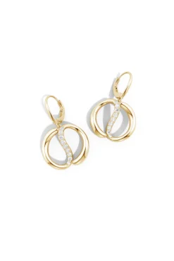 Shangri-La Yin-Yang 14K Gold and Diamond Dangle Earrings