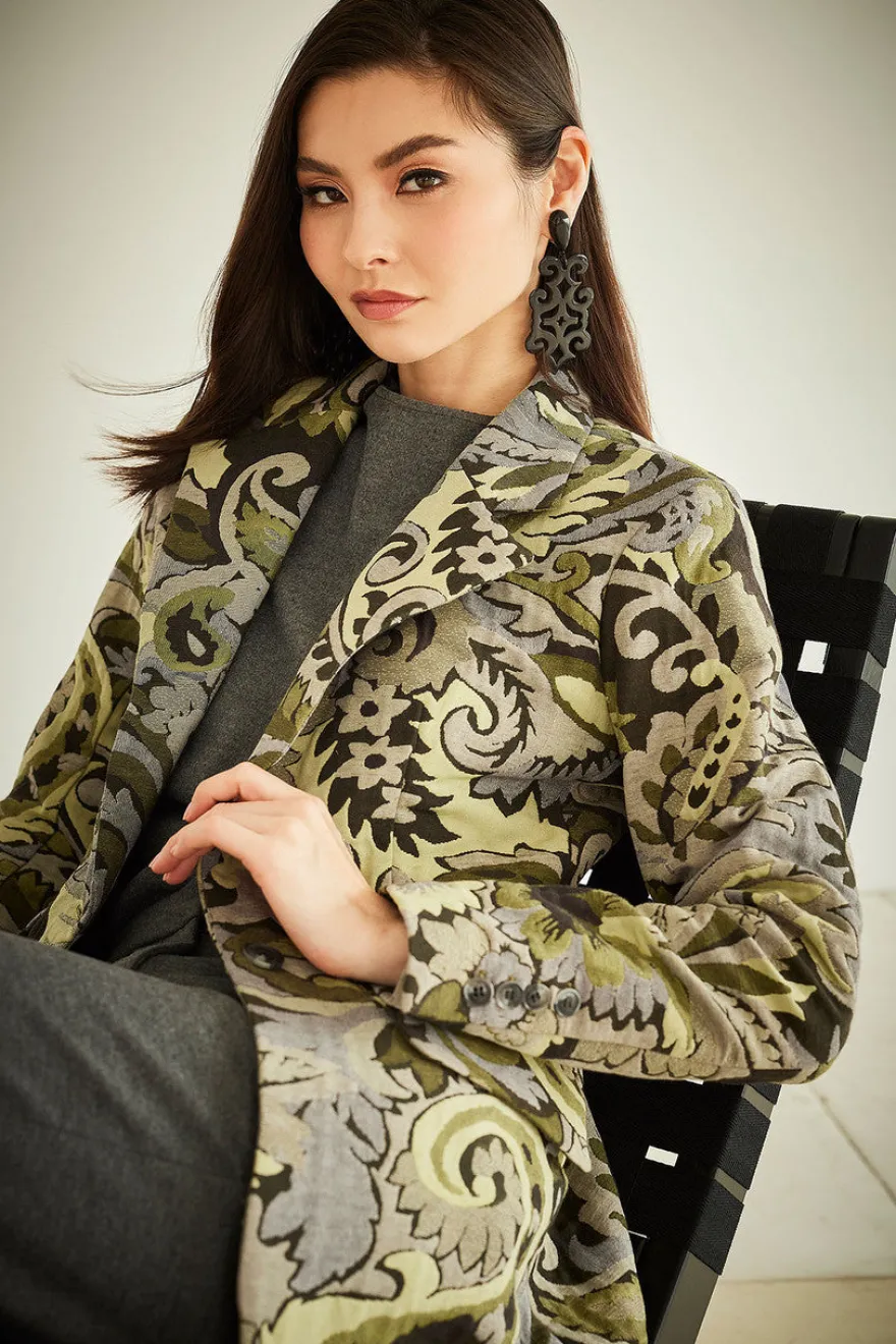 Shinrin Paisley Jacquard Notch Lapel Blazer