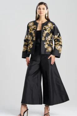 Silk Dupioni Embroidered Crop Jacket