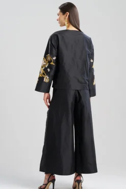 Silk Dupioni Embroidered Crop Jacket