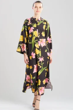 Solene Matte Charmeuse Mandarin Zip Caftan