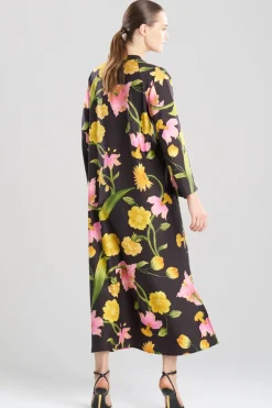 Solene Matte Charmeuse Mandarin Zip Caftan