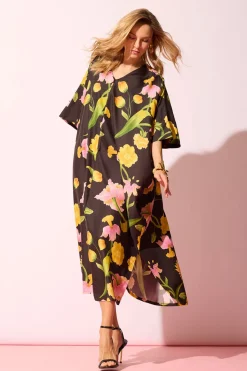 Solene Matte Charmeuse Zip Caftan