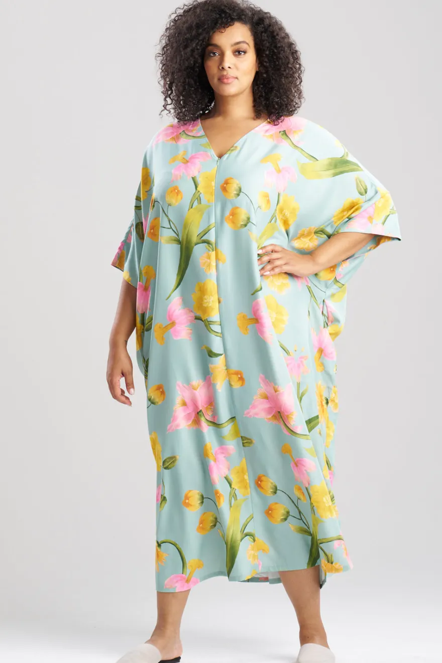 Solene Matte Charmeuse Zip Caftan