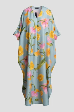 Solene Matte Charmeuse Zip Caftan