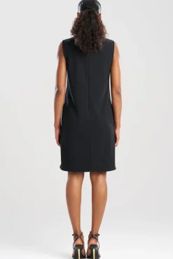 Solid Knit Crepe Embellished Shift Dress