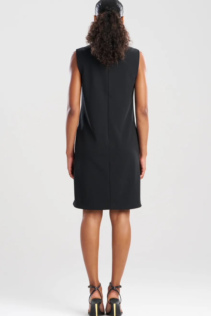 Solid Knit Crepe Embellished Shift Dress