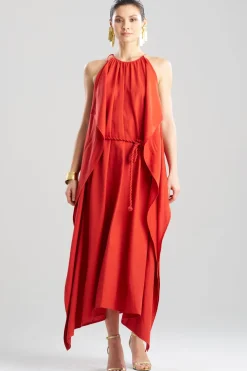 Solid Linen Belted Maxi Dress