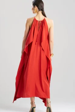 Solid Linen Belted Maxi Dress