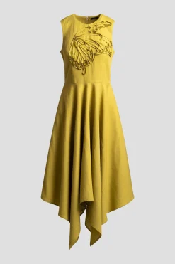 Solid Linen Handkerchief Embellished Dress