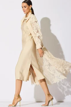 Solid Silk Twill Cowl Neck Sheath Dress