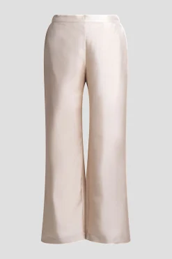 Solid Silk Twill Pull On Straight Leg Pants
