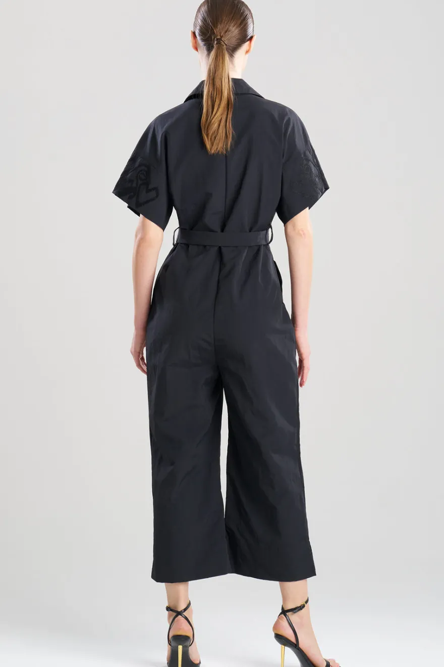 Solid Taffeta Embellished Jumpsuit