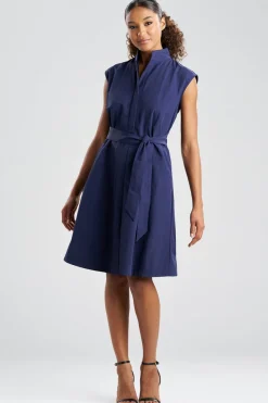 Solid Taffeta Tie Front Dress