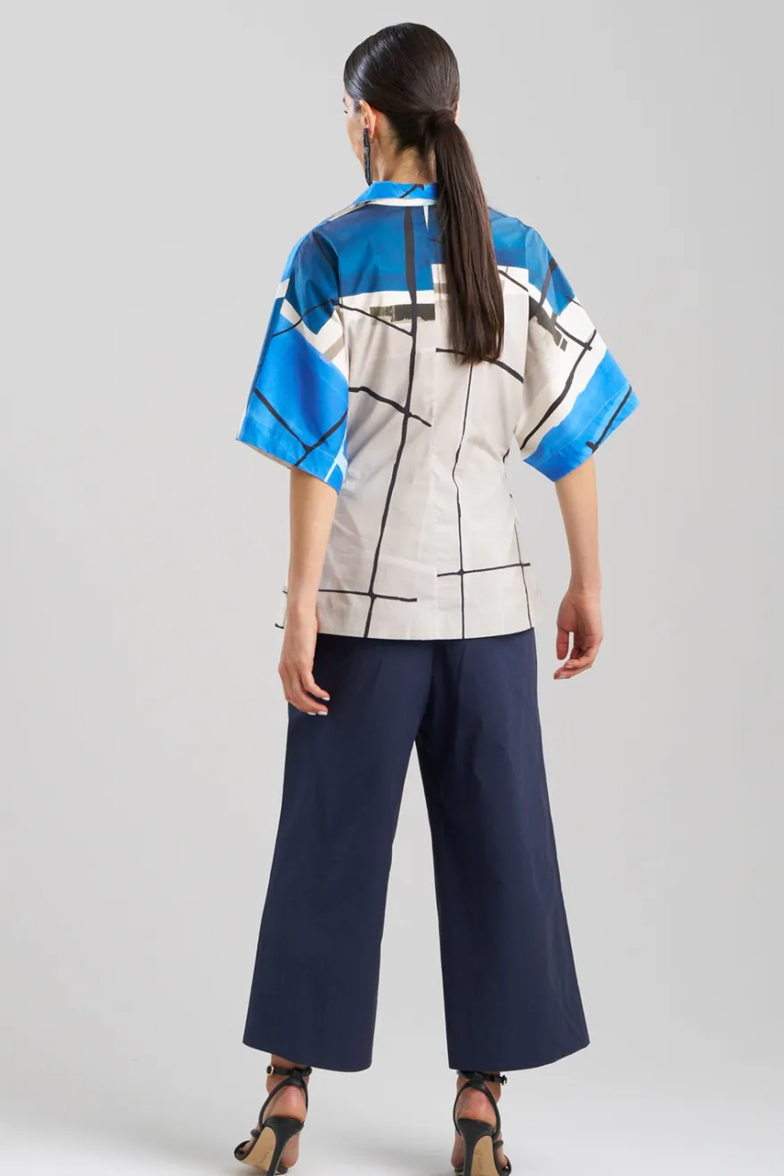 Sorairo Printed Cotton Poplin Wrap Top