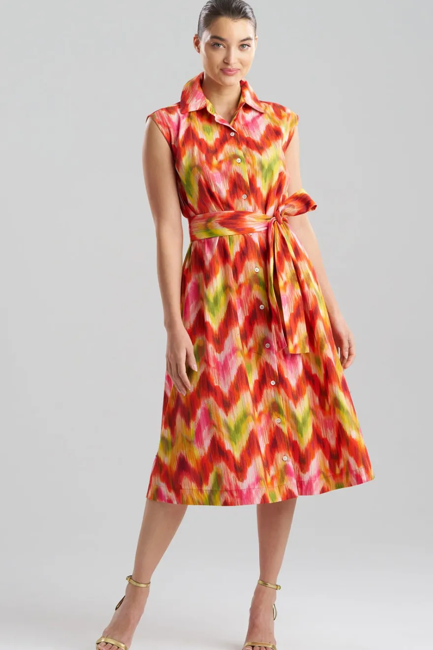 Sorel Ikat Cotton Poplin Sleeveless Shirtdress