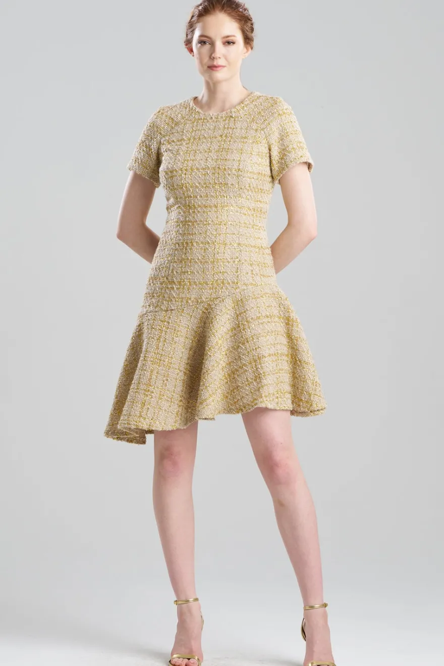 Sparkle Tweed Short Sleeve Flounce Dress