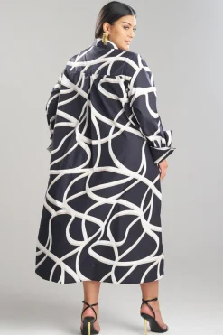 Spiral Cotton Taffeta Oversized Button Down Shirtdress