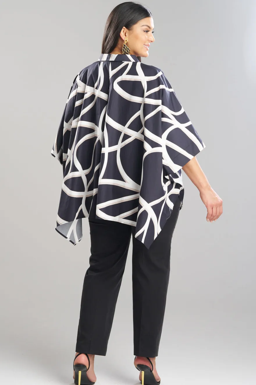 Spiral Cotton Taffeta Oversized Caftan Top