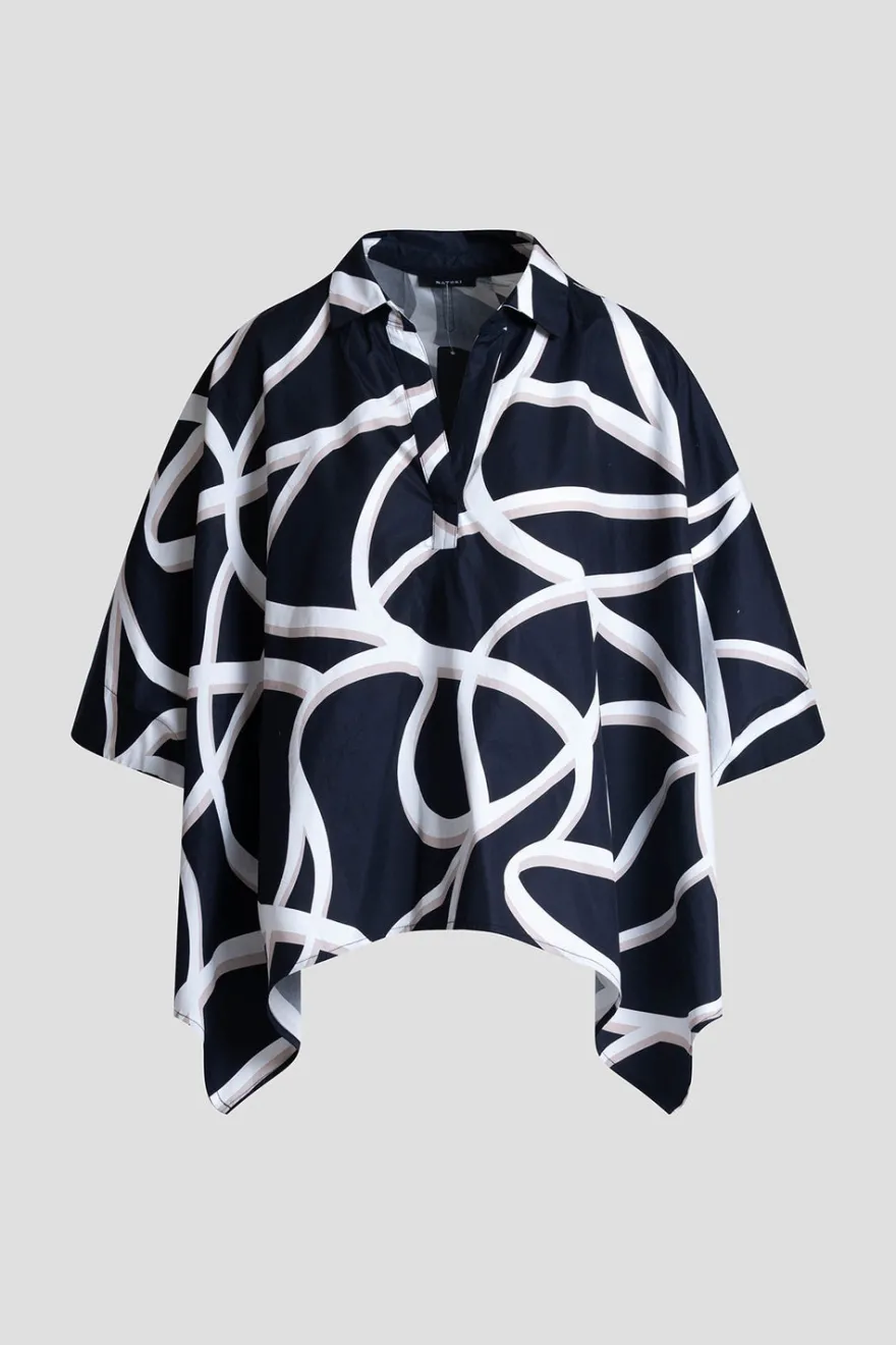 Spiral Cotton Taffeta Oversized Caftan Top