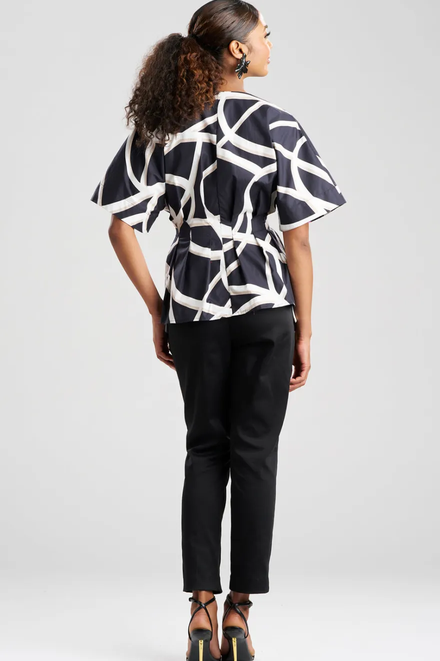 Spiral Cotton Taffeta Short Sleeve Button Down Shirt
