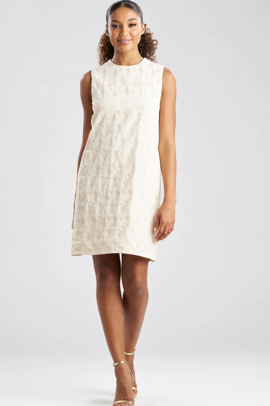 Spiral Embroidery Sleeveless Shift Dress