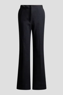 Stretch Basketweave Cotton Flare Leg Zip Pants