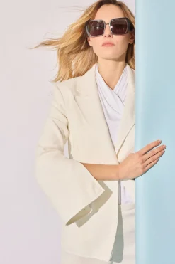 Stretch Basketweave Cotton Slit Cuffed Jacket