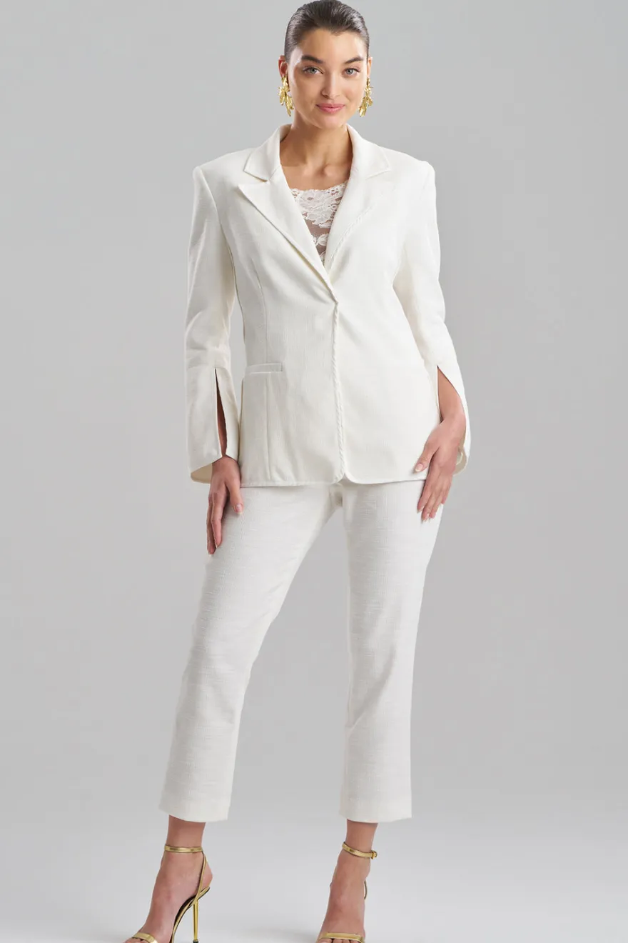 Stretch Basketweave Cotton Slit Cuffed Jacket