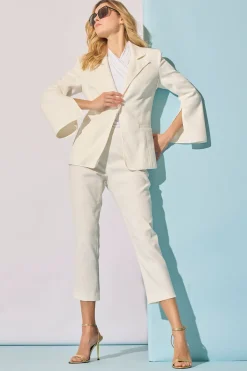 Stretch Basketweave Cotton Slit Cuffed Jacket