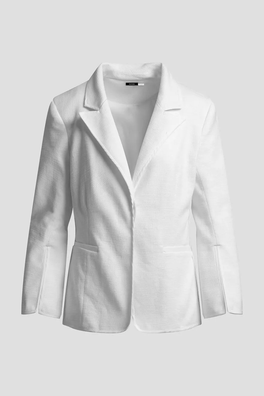 Stretch Basketweave Cotton Slit Cuffed Jacket