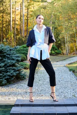 Stretch Basketweave Cotton Capri Pants