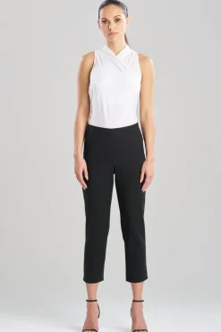 Stretch Basketweave Cotton Capri Pants