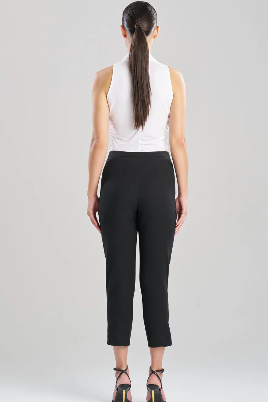 Stretch Basketweave Cotton Capri Pants