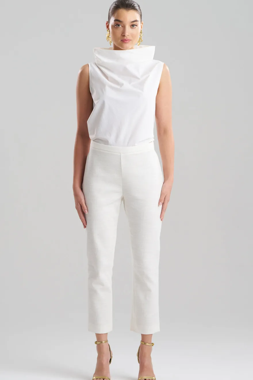 Stretch Basketweave Cotton Capri Pants