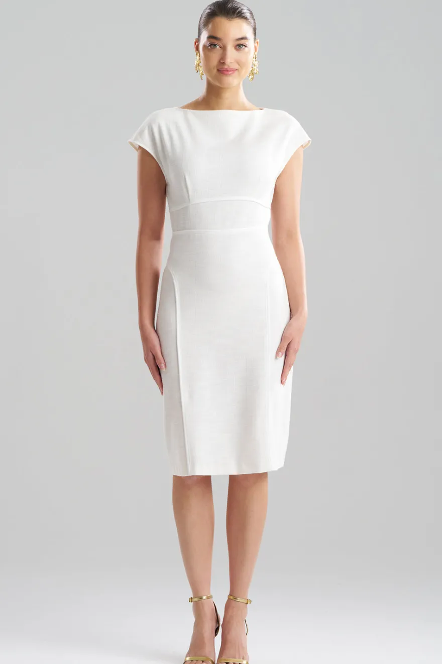Stretch Basketweave Cotton Sheath Dress