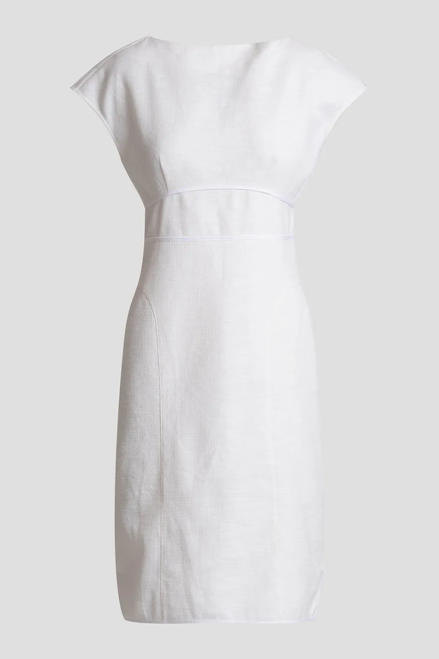 Stretch Basketweave Cotton Sheath Dress