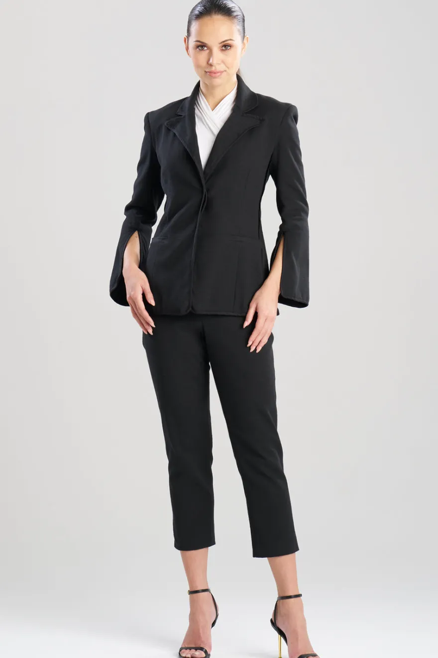 Stretch Basketweave Cotton Slit Cuffed Jacket