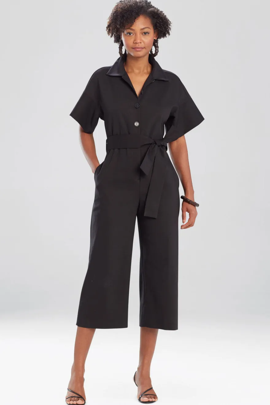 Stretch Cotton Blend Crop Jumpsuit