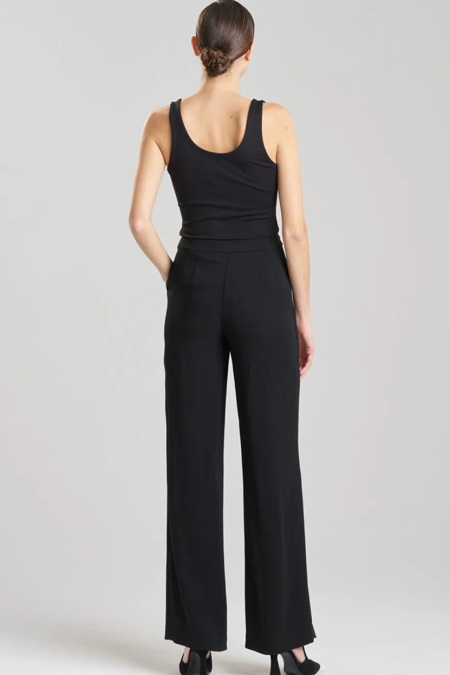 Stretch Crepe Straight Leg Pants