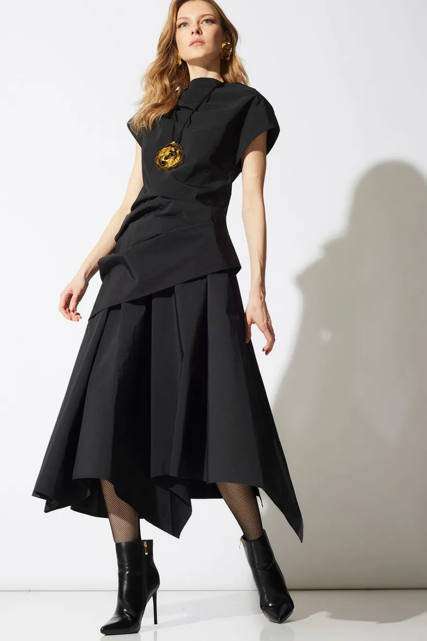 Taffeta Asymmetric Drape Top
