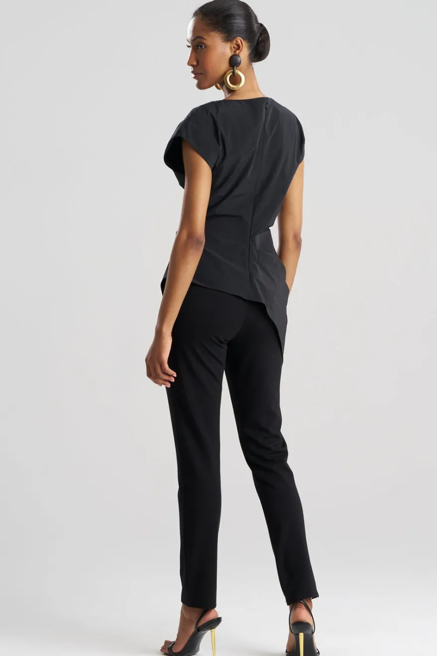 Taffeta Asymmetric Drape Top