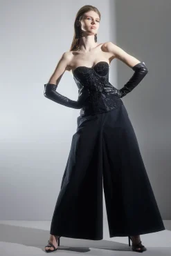 Taffeta Palazzo Pull On Pants