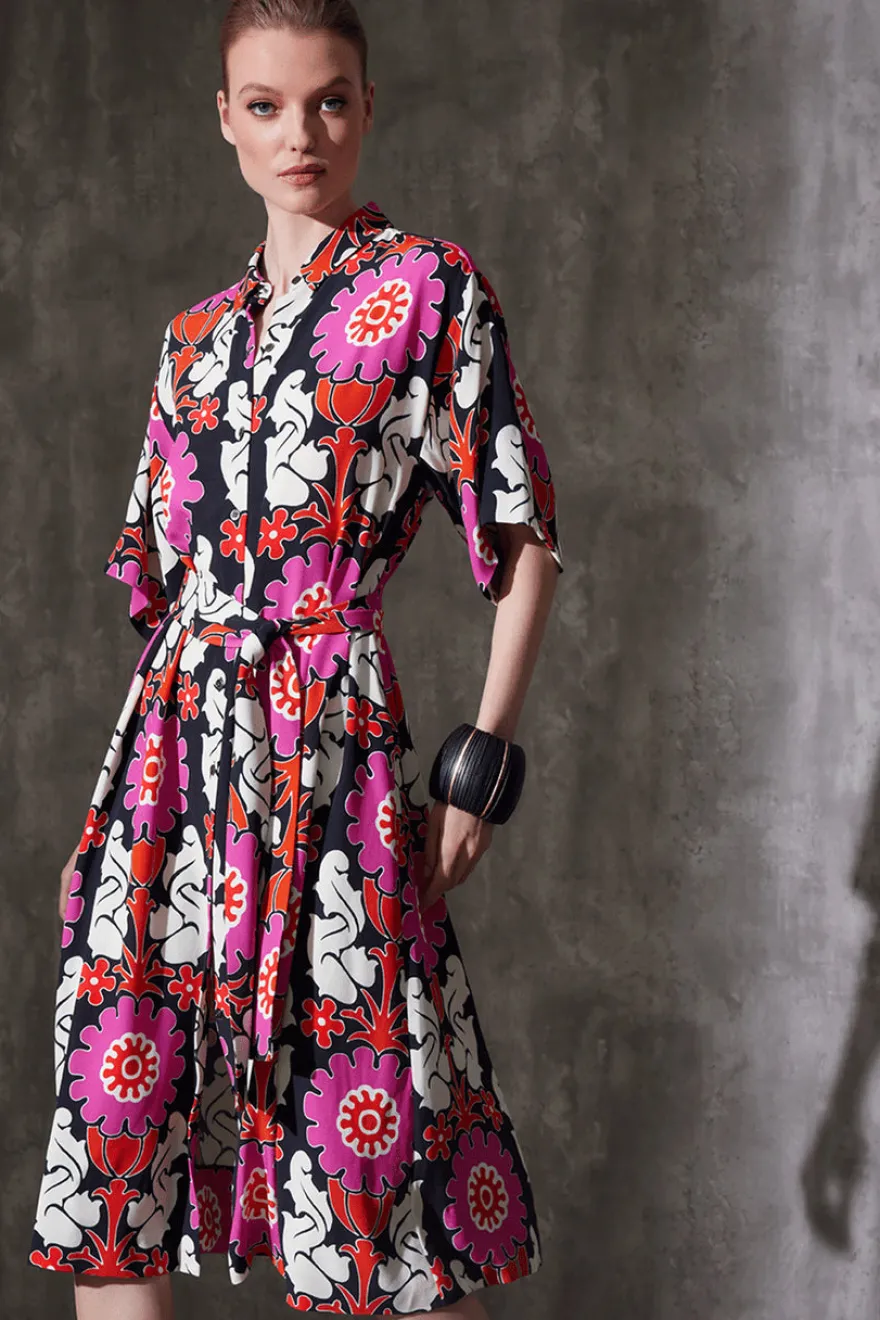 Talitha Crepe A-Line Belted Shirtdress