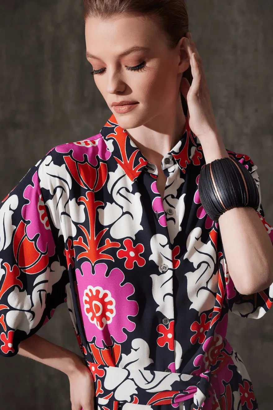 Talitha Crepe A-Line Belted Shirtdress