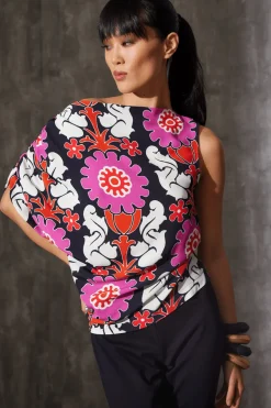 Talitha Crepe Sleeveless Drape Top