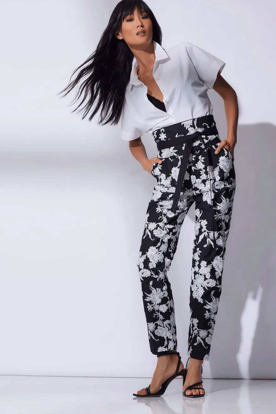 Tangier Embroidered Cotton Tapered Pants